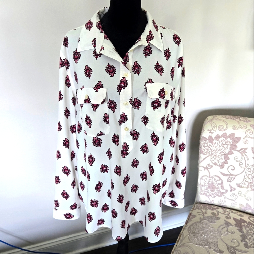 LOFT floral Button-Up Blouse